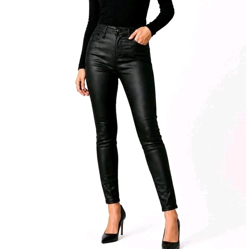 NWT Sanctuary Black Faux Leather Coated Ankle Skinny Stretch Pants Sz 4